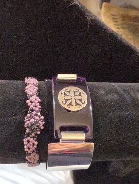 Rustic Cuff Purple Acrylic Cuff with Silver Logo Medallion